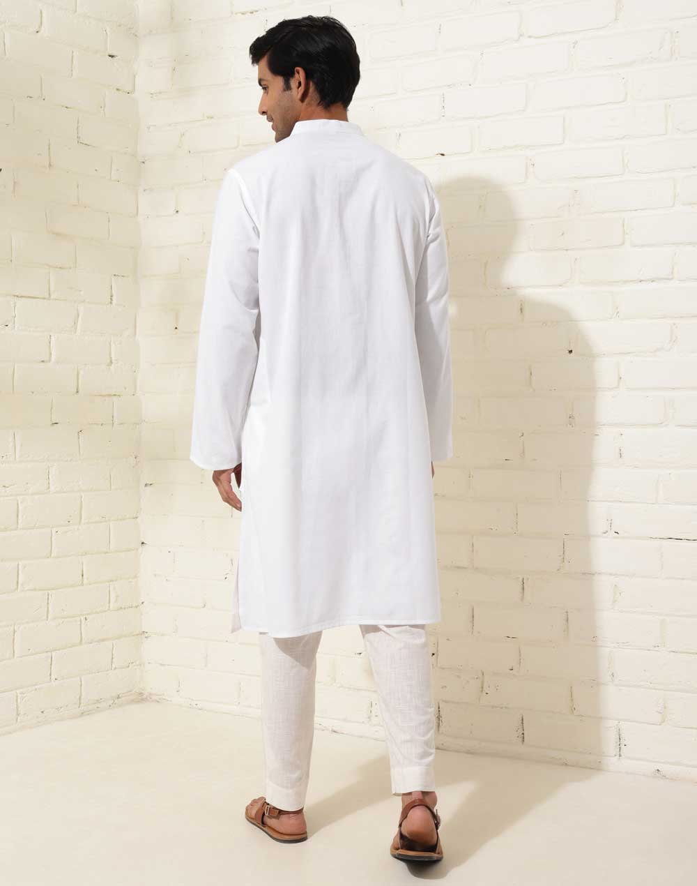 BAREESSENTIAL MEN WHITE KURTA PYJAMA SET - Bare Essential