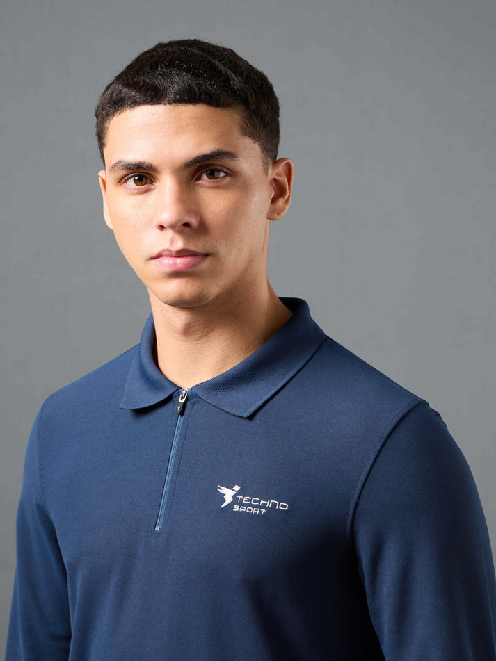 Men Solid Slim Fit Polo Sports T-shirt with MATPIQ - Bare Essential