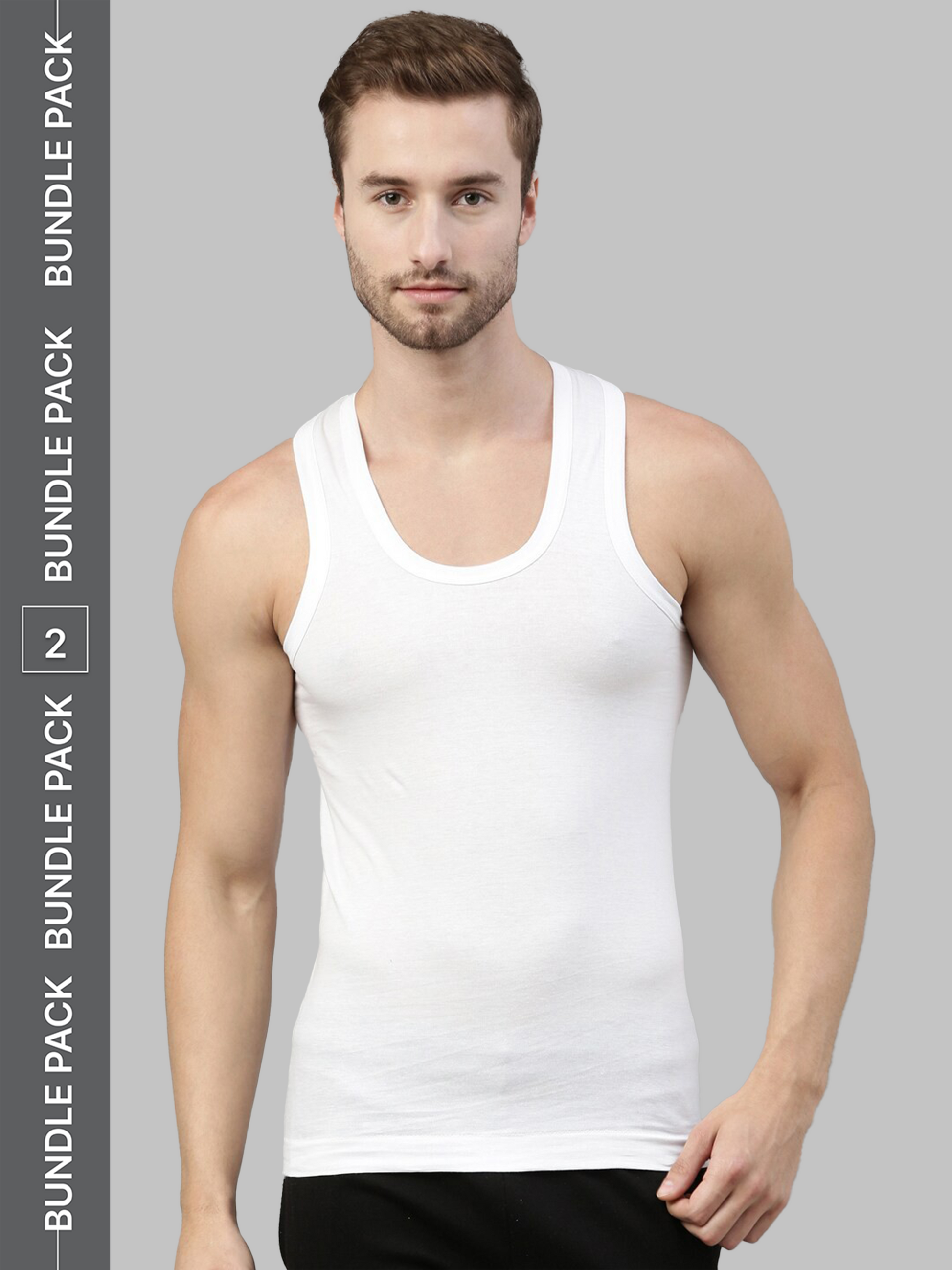 DIXCY SCOTT - Men Pack of 2 Solid Regular Vest - Bare Essential