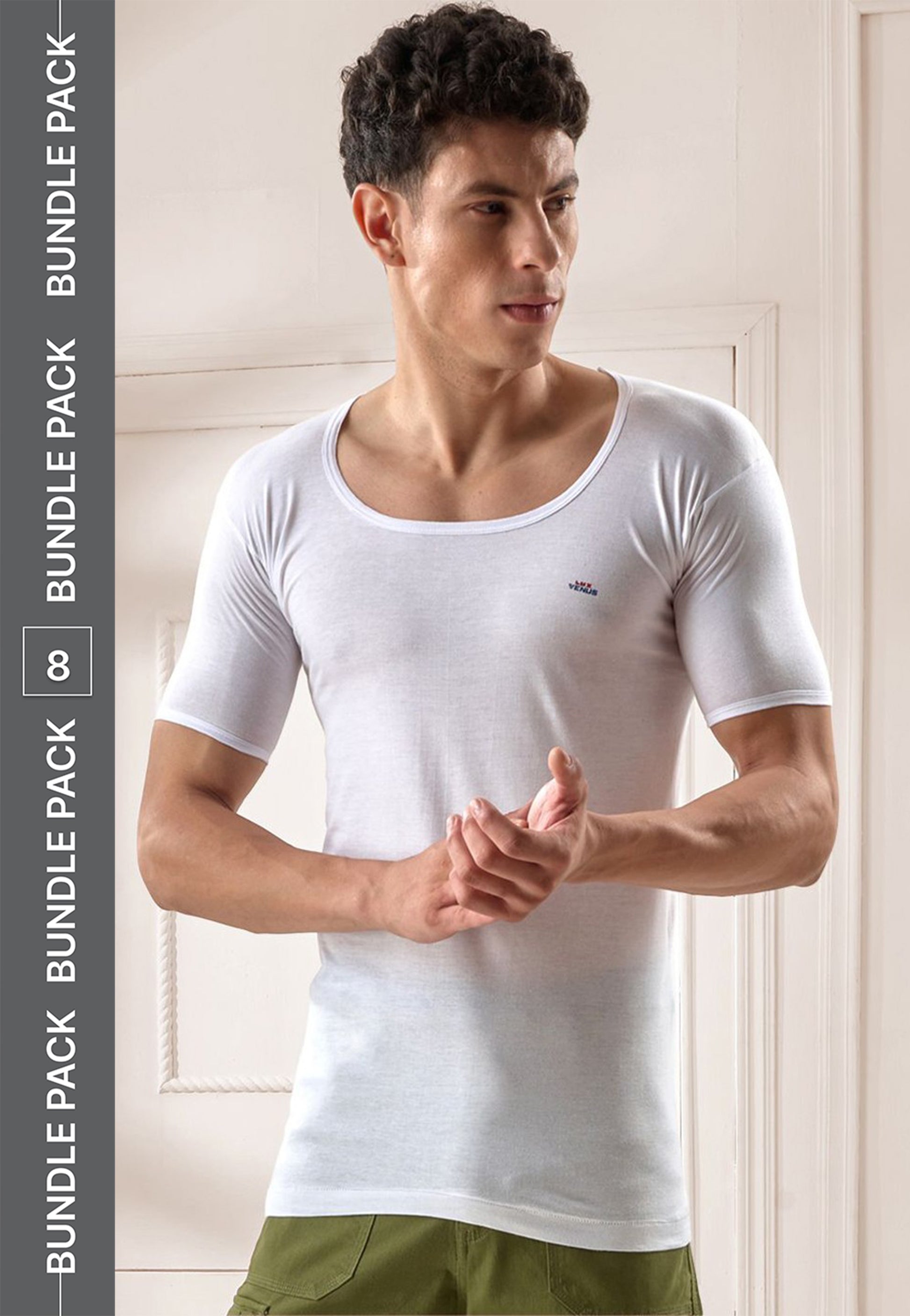 LUX VENUS Round Neck Cotton Vest (Pack of 8) - Bare Essential