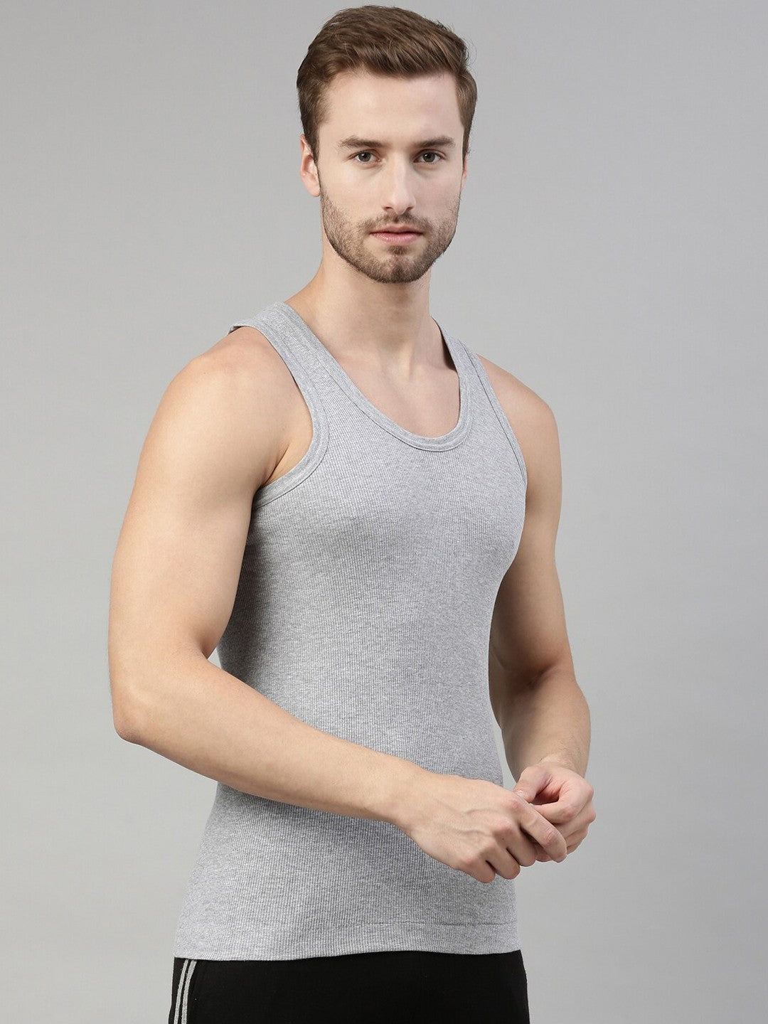 DIXCY SCOTT Men Pack Of 2 Solid Cotton Gym Innerwear Vest - Bare Essential