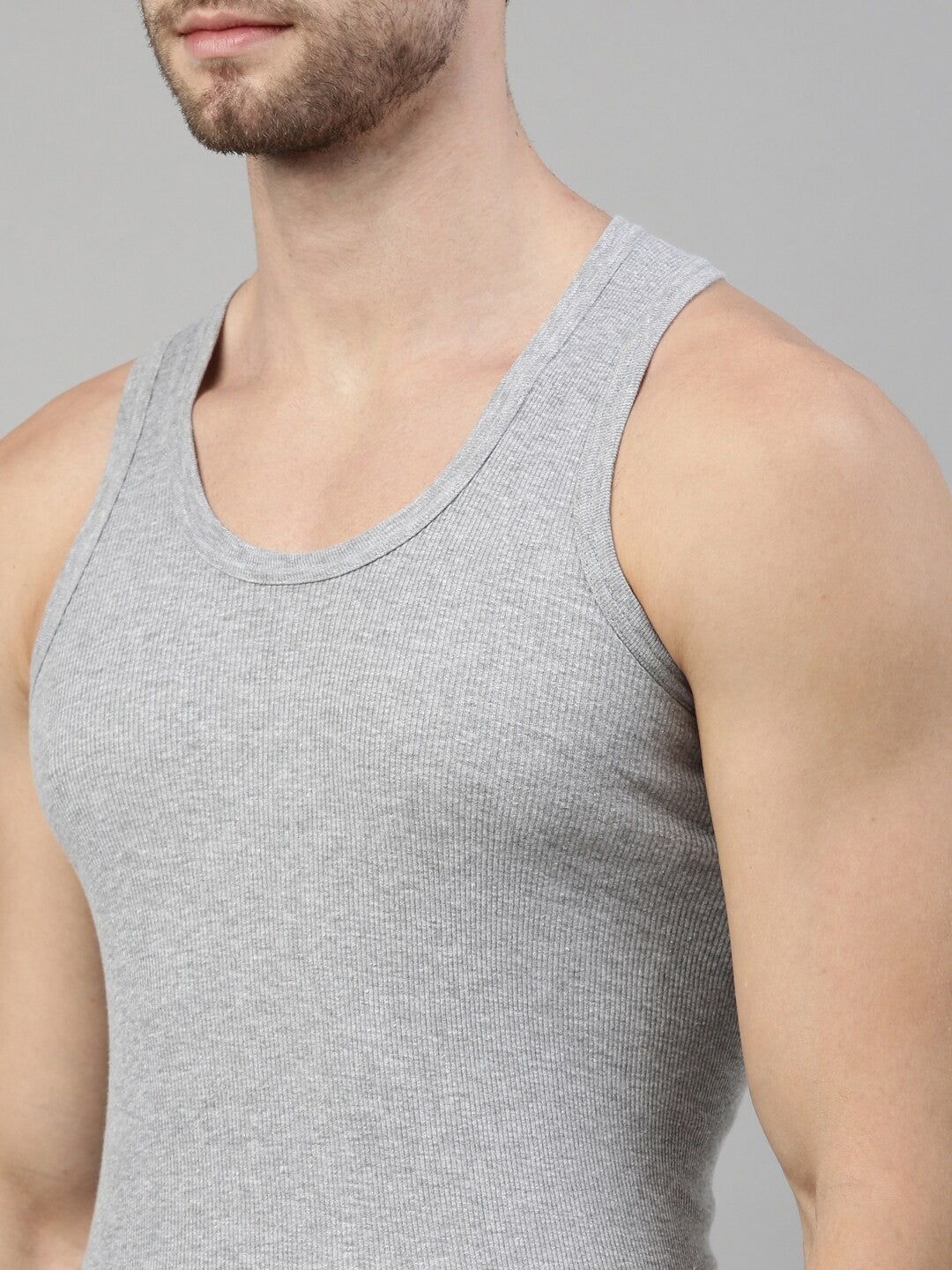 DIXCY SCOTT Men Pack Of 2 Solid Cotton Gym Innerwear Vest - Bare Essential